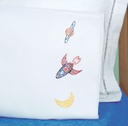 Picture of Jack Dempsey Children's Stamped Pillowcase W/Perle Edge-Outer Space