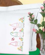 Picture of Jack Dempsey Stamped Pillowcases W/White Perle Edge 2/Pkg-Gnomes