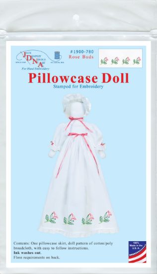 Picture of Jack Dempsey Stamped White Pillowcase Doll Kit-Rose Buds