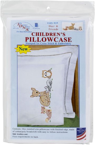 Picture of Jack Dempsey Children's Stamped Pillowcase W/Perle Edge Deer & Friends