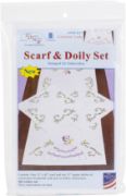 Picture of Jack Dempsey Stamped Dresser Scarf & Doilies Perle Edge Colonial Lady