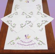 Picture of Jack Dempsey Stamped Dresser Scarf & Doilies Perle Edge Colonial Lady