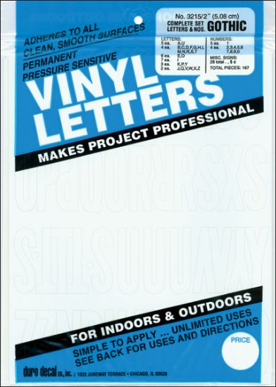 Picture of Permanent Adhesive Vinyl Letters & Numbers 2" 167/Pkg White