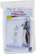 Picture of Jack Dempsey Stamped Pillowcases W/White Lace Edge 2/Pkg Brilliant Butterflies