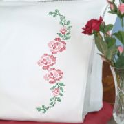 Picture of Jack Dempsey Stamped Pillowcases W/White Perle Edge 2/Pkg XX Rose Vine