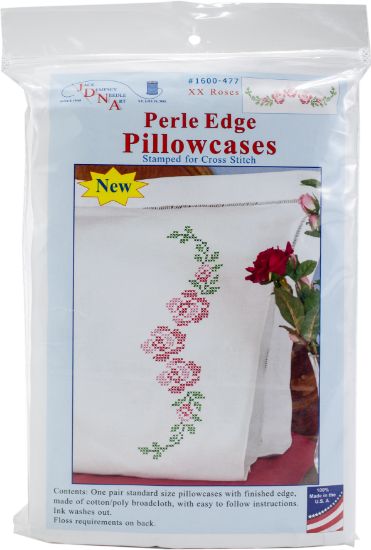 Picture of Jack Dempsey Stamped Pillowcases W/White Perle Edge 2/Pkg XX Rose Vine