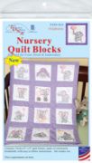 Picture of Jack Dempsey Stamped White Nursery Quilt Blocks 9"X9" 12/Pkg Elephants