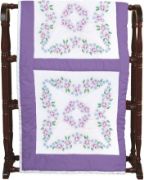 Picture of Jack Dempsey Stamped White Quilt Blocks 18"X18" 6/Pkg Lavender Flowers