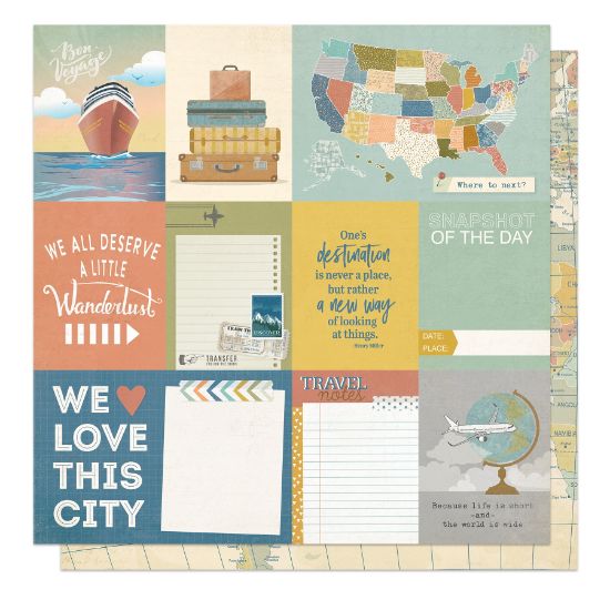 Picture of PhotoPlay Travelogue Double-Sided Cardstock 12"x12"-Wanderlust