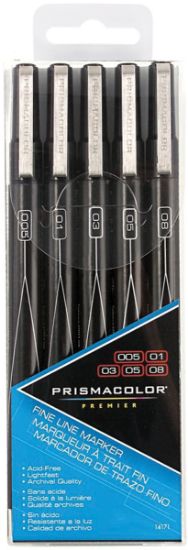 Picture of Prismacolor Premier Markers 5/Pkg Fine Line - Black