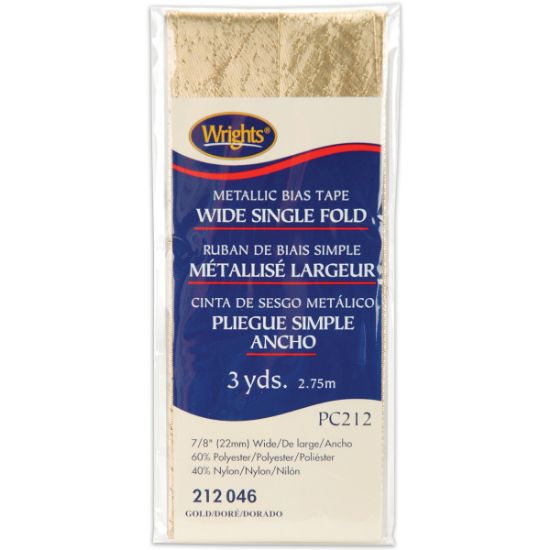 Picture of Single Fold Lame' Bias Tape 7/8"X3yd Gold