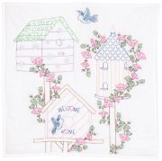 Picture of Jack Dempsey Stamped White Wall Or Lap Quilt 36"X36"-Birdhouses