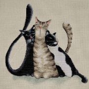 Picture of Kitty Trio Counted Cross Stitch Kit 12"X12" 14 Count