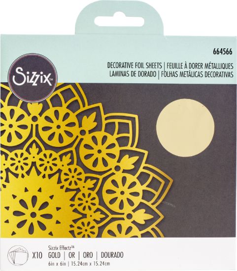Picture of Sizzix Effectz Decorative Foil Sheets 6"X6" 8/Pkg Gold