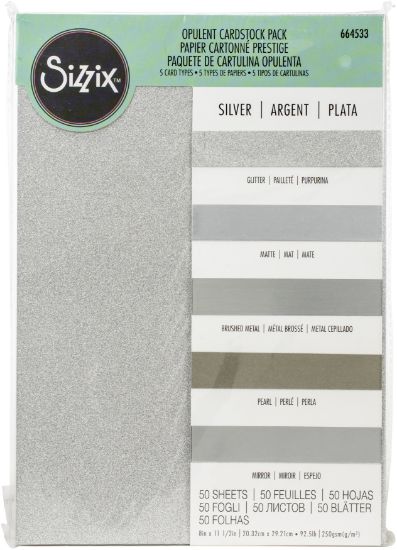 Picture of Sizzix Surfaces Opulent Cardstock Pack 8"X11.5" 50/Pkg Silver