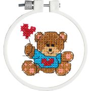Picture of Kid Stitch Bear & Balloon Stamped Cross Stitch Kit 3" Round