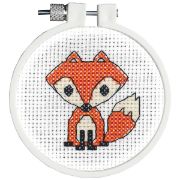 Picture of Kid Stitch Fox Mini Counted Cross Stitch Kit 3" Round 11 Count