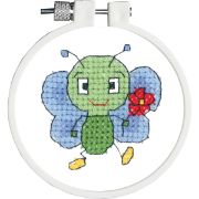 Picture of Kid Stitch Bug & Flower Stamped Cross Stitch Kit 3" Round