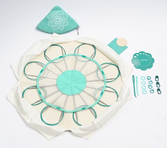 Picture of Knitter's Pride-Mindful Fixed Circular Lace Needles Set 40" Serenity Sizes 1/2.25mm To 8/5mm