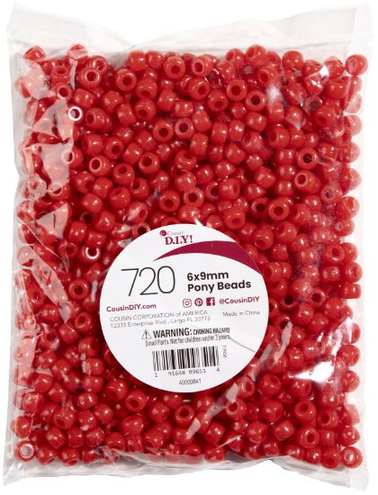 Picture of Pony Beads 6mmx9mm 720/Pkg Opaque Red