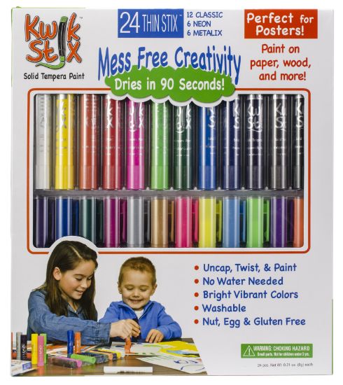 Picture of Kwik Stix ThinStix Tempera Paint 24/pkg Classic, Metalix And Neon
