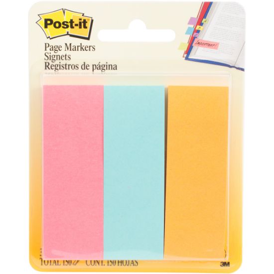 Picture of Post-It Page Markers .875"X2.875" 3/Pkg Assorted
