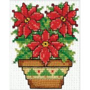 Picture of Poinsettias Ornament Counted Cross Stitch Kit 2"X3"