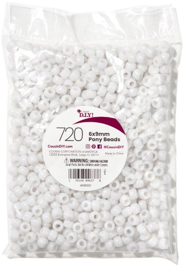 Picture of Pony Beads 6mmx9mm 720/Pkg Pearl White