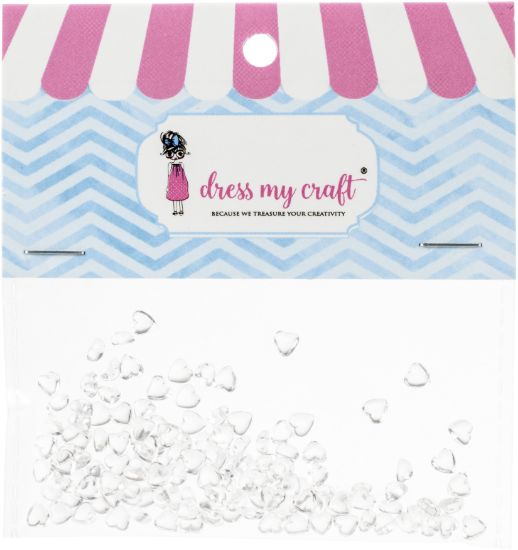 Picture of Dress My Crafts Water Droplet Embellishments 100/Pkg Clear Heart Droplets 1
