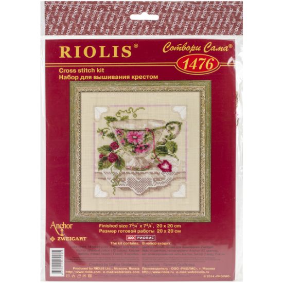 Picture of Raspberry Tea Counted Cross Stitch Kit 8"X8" 14 Count