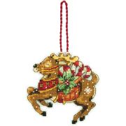 Picture of Susan Winget Reindeer Ornament Counted Cross Stitch Kit 3.75"X3.5" 14 Count Plastic Canvas