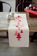 Picture of Red Christmas Decorations Table Runner Counted Cross Stitch  11.6"X40.8" 14 Count