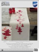 Picture of Red Christmas Decorations Table Runner Counted Cross Stitch  11.6"X40.8" 14 Count
