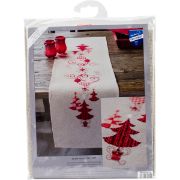 Picture of Red Christmas Decorations Table Runner Counted Cross Stitch  11.6"X40.8" 14 Count