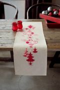 Picture of Red Christmas Decorations Table Runner Counted Cross Stitch  11.6"X40.8" 14 Count