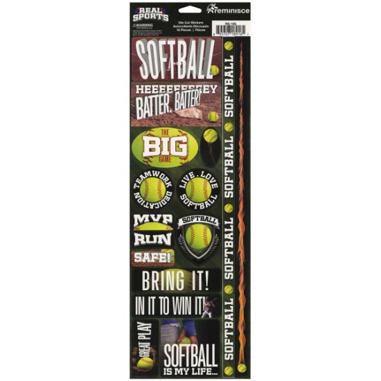 Picture of Real Sport Die-Cut Cardstock Stickers 4.25"X13" Softball Combo