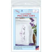 Picture of Stamped Pillowcases W/White Lace Edge 2/Pkg Love You Love You More