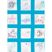 Picture of Stamped White Quilt Blocks 9"X9" 12/Pkg Under The Sea