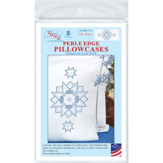 Picture of Stamped Pillowcases W/White Perle Edge 2/Pkg XX Star