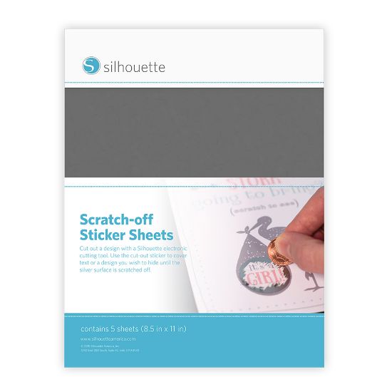 Picture of Silhouette Printable Scratch-Off Sticker Sheets 8.5"X11" 5pk Silver