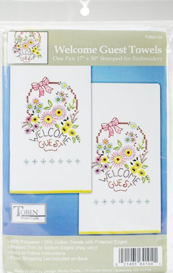 Picture of Stamped Kitchen Towels For Embroidery 18"X28" 2/Pkg Welcome Guest
