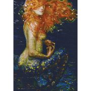Picture of Red Mermaid Counted Cross Stitch Kit 10"X14.25" 14 Count