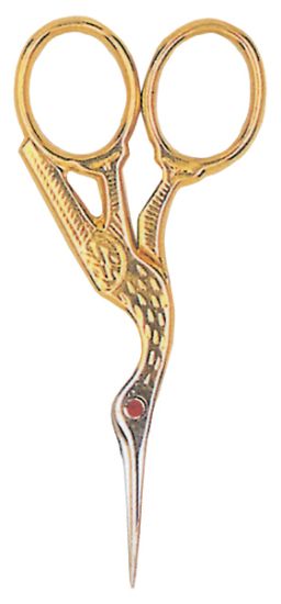 Picture of Red Ruby Crystal Stork Scissors 3.5" Gold-Plated