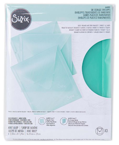 Picture of Sizzix Plastic Envelopes 3/Pkg-6.875"X5", Mint Julep