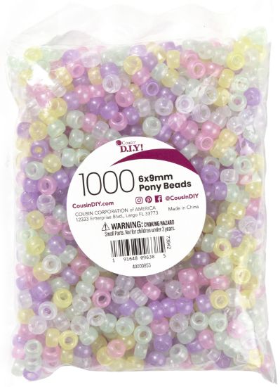 Picture of Pony Beads 6mmx9mm 1,000/Pkg Opaque Glow-In-The-Dark