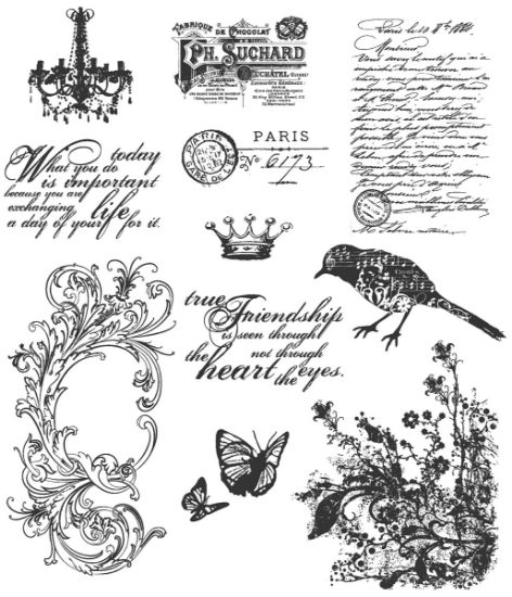 Picture of Tim Holtz Cling Stamps 7"X8.5" Shabby French