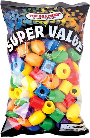Picture of Jumbo Assorted Shaped Plastic Beads 1lb/Pkg Opaque Multicolor