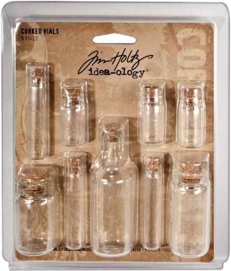 Picture of Idea-Ology Corked Glass Vials 9/Pkg Clear 1.25" To 3"