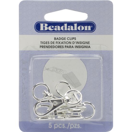 Picture of Small Badge Clips W/Swivel 5/Pkg Silver-Plated