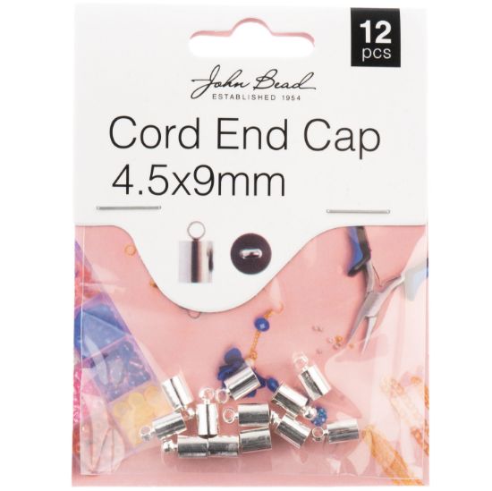 Picture of John Bead Cord End Cap 4.5x9mm 12/Pkg-Silver